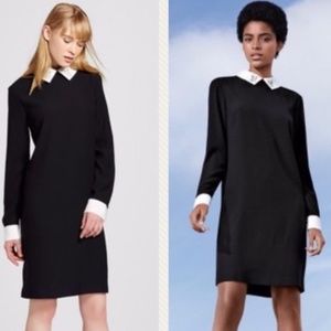 Victoria Beckham For Target Black Rabbit Collar Long Sleeve Shift Dress